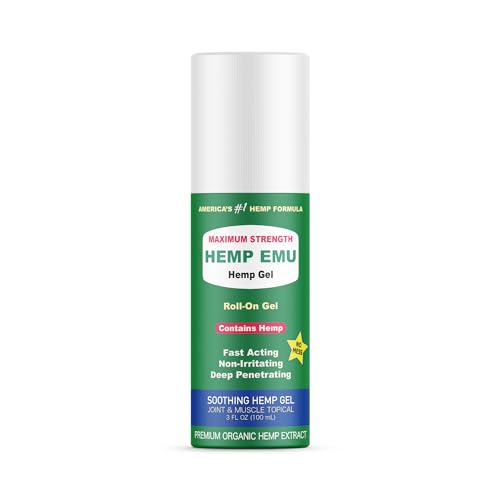 Hemp Emu Muscle Rub - Soothing Gel with Organic Hemp Oil & Menthol for Joint Relief - 3oz