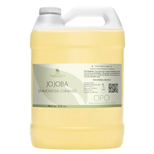 Organic Pure Oil Golden Jojoba Carrier Oil - 100% Pure, Non-GMO, Hydrating - 128oz Bulk