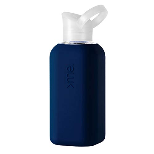 SQUIREME Y1 Borosilicate Glass Water Bottle - BPA Free, Leak Proof, Dishwasher Safe - 20oz Navy