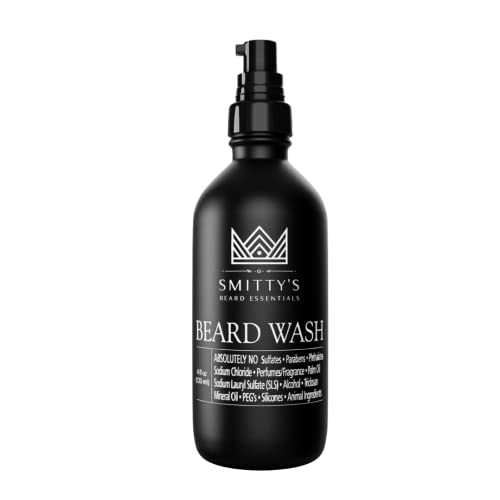 Angie Watts Smitty’s Beard Wash - Cleanses & Moisturizes, 100% Vegan, Peppermint Scent - 4oz