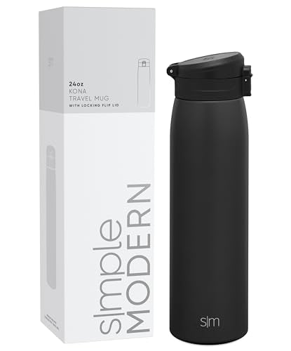 Simple Modern Insulated Travel Coffee Mug - Leakproof, Double-Wall, BPA-Free, 24oz - Midnight Black