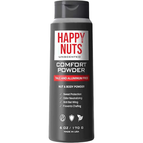 HAPPY NUTS Body Powder - Anti-Chafing & Deodorant, Talc-Free, Aloe & Coconut Oil - 6oz