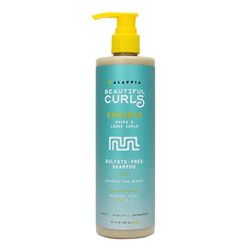 Alaffia Beautiful Curls Shampoo - Moisturizes & Defines Kinky Curls with Shea Butter, 12 Fl Oz