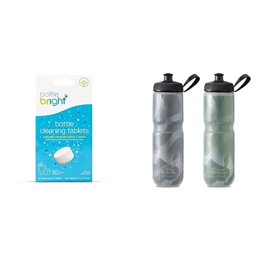 BOTTLE BRIGHT Reusable Water Bottle - Cleans Without Scrubbing, Keeps Drinks Cooler - 24oz