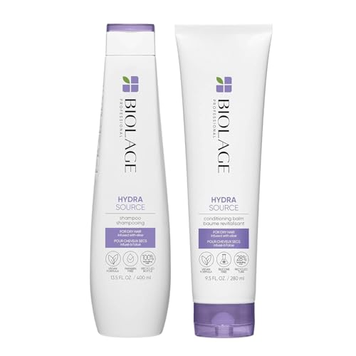 Biolage Hydra Source Shampoo & Conditioning Balm - Hydrates, Repairs Split Ends - 13.5oz + 9.5oz