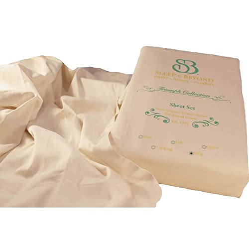 Sleep & Beyond 100% Organic Cotton Sateen Sheet Set - Soft, Durable, Breathable - Cal King