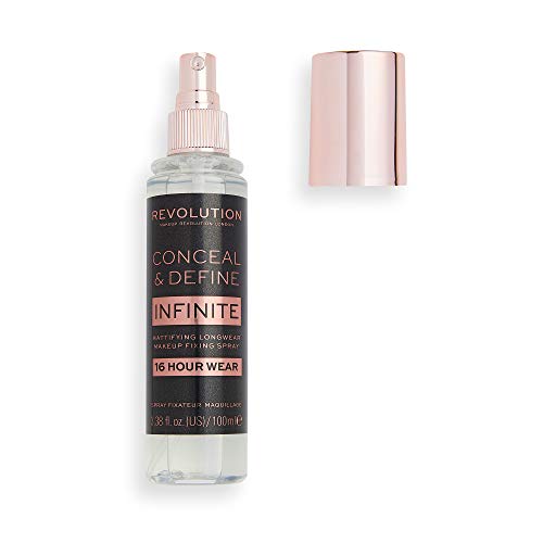 Makeup Revolution Fixing Spray - Long-Lasting 16-Hour Hold, Mattifying, Vegan - 100ml