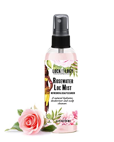 Lockology Rose Water Hair Mist - Hydrating Loc Refresher, Organic Ingredients - 8oz