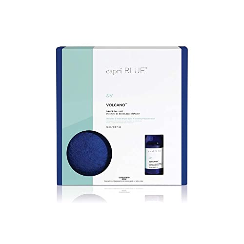 Capri Blue Volcano Dryer Ball Kit - Softens Fabrics, Non-Toxic, 3 Wool Balls + Fragrance Oil