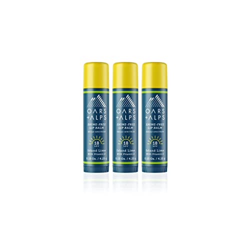 Oars + Alps Lip Balm - Hydrating SPF 18, Moisturizing, Island Lime Scent - 0.15 Oz Each, 3 Pack