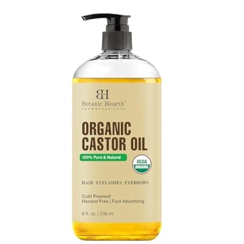 Botanic Hearth Castor Oil - Nourishes Hair, Eyelashes & Brows, USDA Organic - 8fl oz