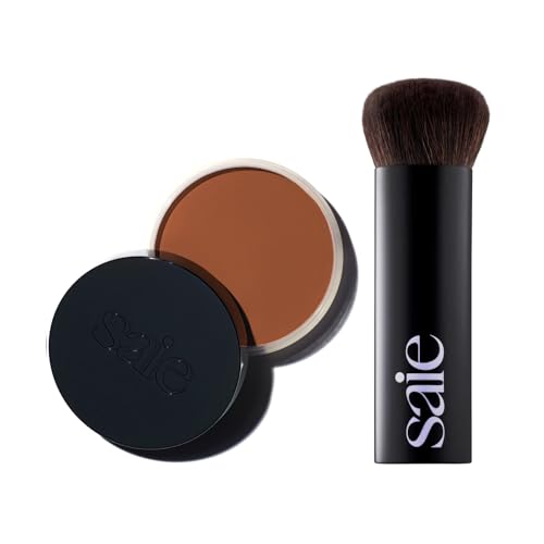 Saie Makeup Brush & Sun Melt Bronzer Duo - Soft, Buildable Cream Contour, Cruelty-Free - 1oz