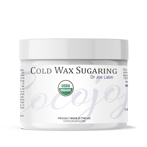 COCOJOJO Organic Sugaring Cold Wax Kit - USDA Certified, Gentle Hair Removal for All Skin - 10oz