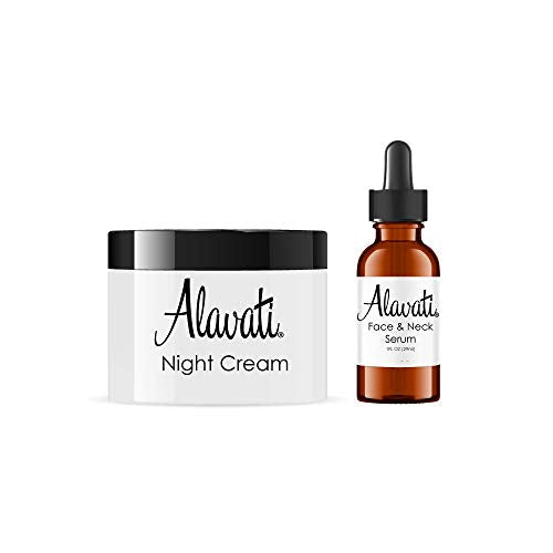 Alavati Night Cream & Serum - Reduces Fine Lines, Antioxidant-Rich, Vegan - 4fl oz & 1fl oz