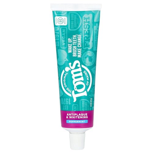 TOMS of MAINE Whitening Toothpaste - Non-Toxic Formula, Verified Organic - Peppermint, 4.5oz