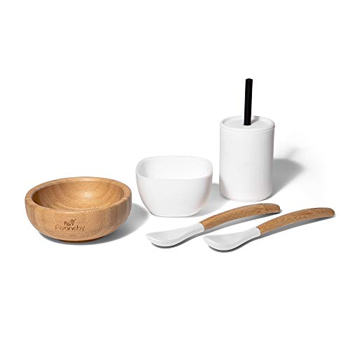 Avanchy Baby Gift Set - Safe Bamboo & Silicone Dishes, Easy Clean - Includes Mini Bowl & Spoon