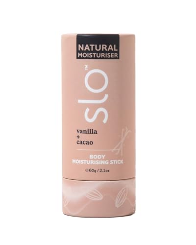 Slo Natural Moisturising Stick - Hydrating Vegan Formula, Paper Packaging - Vanilla + Cacao, 2.1oz