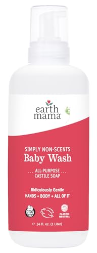 Earth Mama Body Wash - Fragrance-Free, Gentle for Sensitive Skin, Organic Ingredients - 34oz