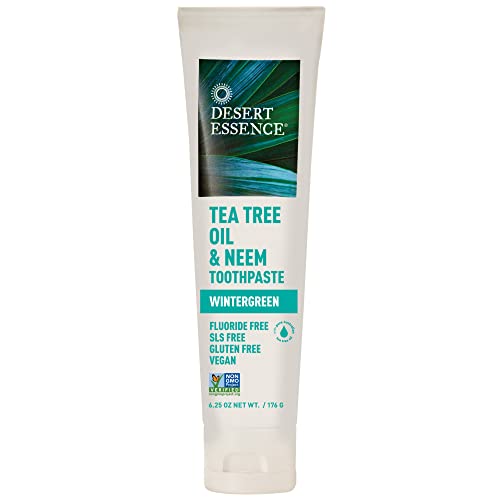 Desert Essence Toothpaste - Fights Plaque, Refreshing Neem & Tea Tree Oil - 176g