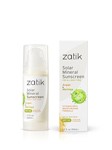 Zatik Naturals Sunscreen - SPF 30 UVA/UVB Protection, Argan & Moringa, Vegan, 1.7 fl oz