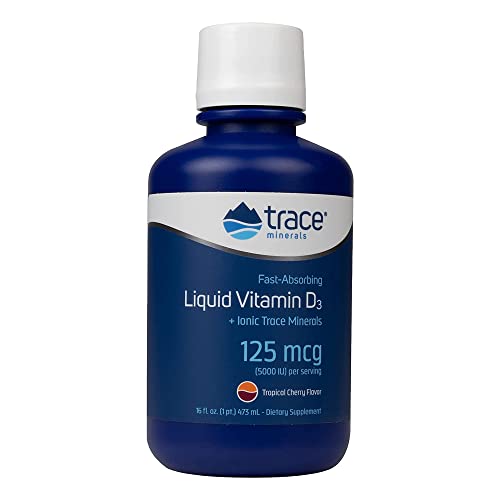 Trace Minerals Liquid Vitamin D3 - Supports Bone & Immune Health, Tropical Cherry Flavor - 16 fl oz