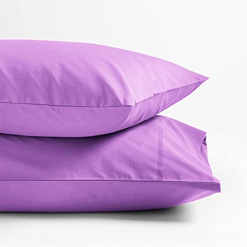 Luxury Cotton Pillow Cases Set of 2 - Soft, Durable, Cooling for Sensitive Skin - Lilac, King Size