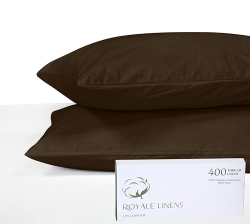 Royale Linens 400 Thread Count Cotton Pillowcase Set - Soft, Breathable, OEKO-TEX Certified - 2 Pack