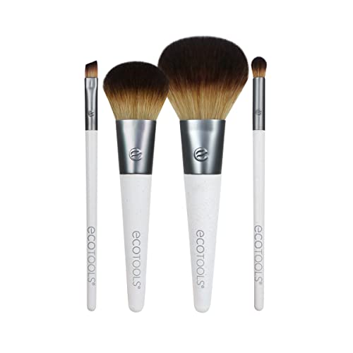 EcoTools On-The-Go Makeup Brush Kit - Travel-Ready, Vegan & Cruelty-Free, 5 Mini Brushes