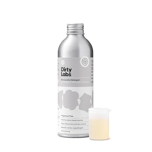 Dirty Labs Concentrated Laundry Detergent - Gentle Stain & Odor Removal, Scent Free - 32 Loads