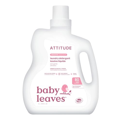 ATTITUDE Concentrated Laundry Detergent - EWG Verified, Vegan, Unscented, 80 Loads - 67.6 Fl Oz