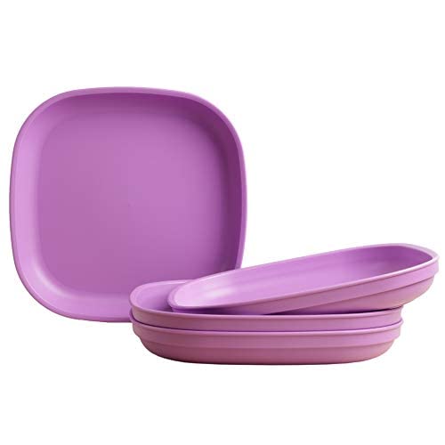 Re-Play 9" Toddler Plates Set of 4 - Durable, Recycled Plastic, Stackable - Purple, 32 Oz