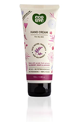 ecoLove Hand Cream - Hydrating Blueberry, Grape & Lavender, Vegan, Non-Greasy - 3.38 fl oz