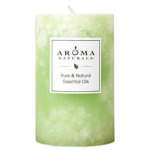 Aroma Naturals Pillar Candle - Refreshing Verbena Blend, All-Cotton Wick, 50-Hour Burn - 2.5x4 inch