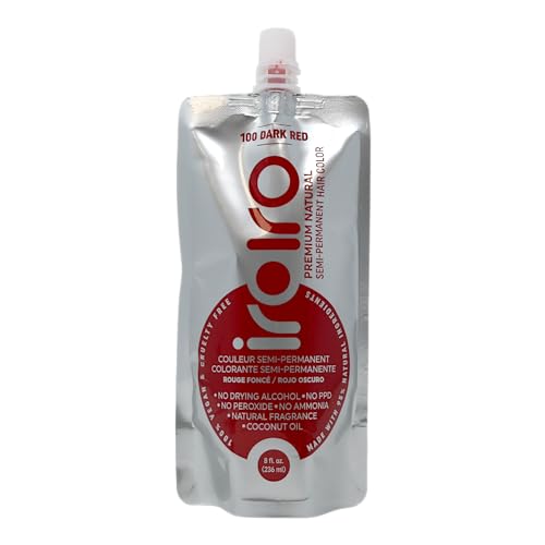 IROIRO Premium Semi-Permanent Hair Color - Vibrant Dark Red, 95% Natural Ingredients - 8oz