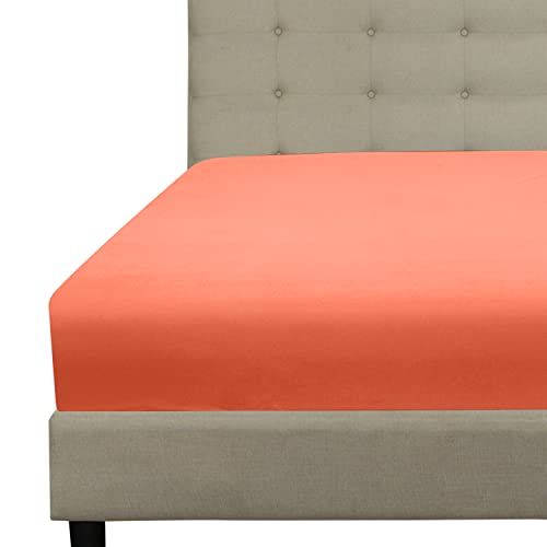 Royale Linens King Fitted Sheet - Ultra-Soft, Wrinkle & Fade Resistant, Oeko-Tex Certified - Coral