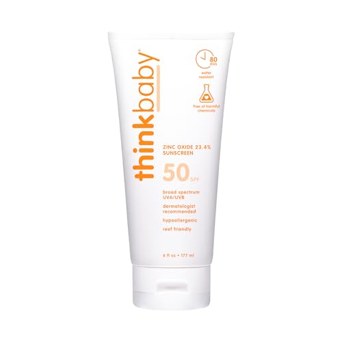 Thinkbaby Natural Sunscreen - Safe SPF 50+, Water Resistant, EWG Rated, 6oz