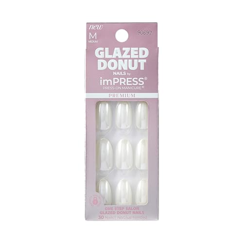 KISS imPRESS No Glue Mani Press-On Nails - Long-Lasting, Waterproof, Almond Shape - 30 Pcs