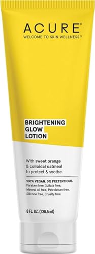 Acure Body Lotion - Brightening Glow with Sweet Orange & Oatmeal, Fast Absorbing - 8 Fl Oz