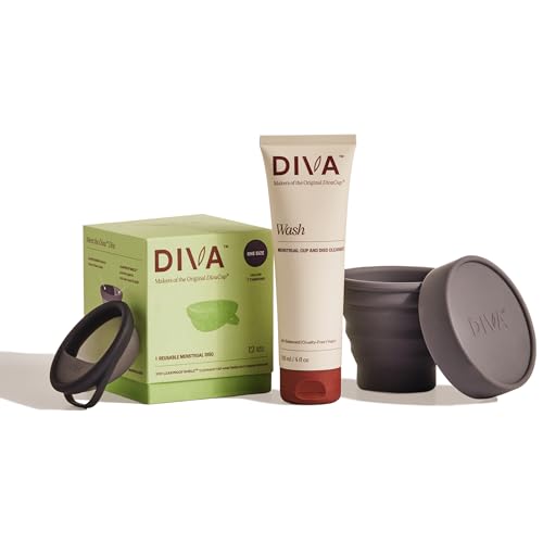 Diva Disc Combo Pack - Comfortable Reusable Menstrual Disc & Gentle Plant-Based Cleaner - Fits Most