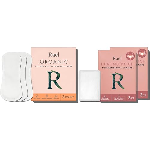 Rael Feminine Care Set - Organic Cotton Pantyliners & Herbal Heating Patches - 3 Liner, 6 Patch