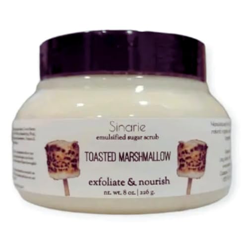 Sinarie Soaps Body Scrub - Gently Exfoliates, Hydrates with Shea Butter, 8 oz - Toasted Marshmallow