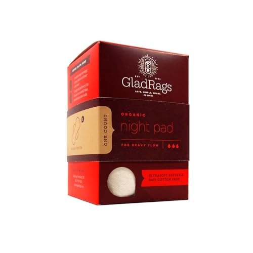 GladRags Menstrual Pad - 100% Organic Cotton for Heavy Flow, Customizable Absorbency - 14"