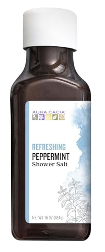 Aura Cacia Peppermint Shower Salts - Invigorating Aromatherapy, Easy Spa Experience - 16oz