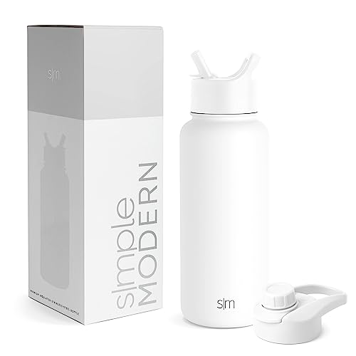 Simple Modern Water Bottle - BPA-Free, Vacuum Insulated, Leakproof - 32oz, Winter White