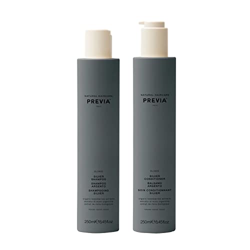 Previa Silver Shampoo & Conditioner - Hydrating for Blonde, Gray & White Hair - 8.45oz Each