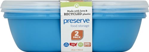 Preserve Food Storage Container - 25.5oz, 100% Recycled Plastic, BPA-Free, Set of 2, Aqua Blue