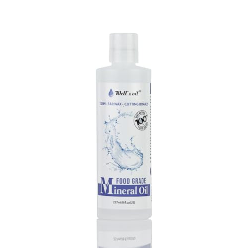 Well's Mineral Oil 8 fl oz - Moisture Retention, Food Grade, Fragrance-Free - Wood Conditioner