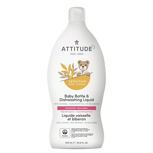 ATTITUDE Baby Dish Soap - Gentle Cleansing for Sensitive Skin, Vegan & EWG Verified - 23.6 Fl Oz