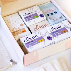 Claene Organic Cotton Panty Liners - Hypoallergenic, Breathable, Thin, 20 Count Gift Set