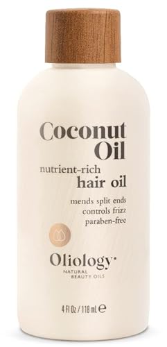 Oliology Coconut Hair Oil - Repairs Split Ends, Controls Frizz, Hydrates - 4oz Lightweight Formula